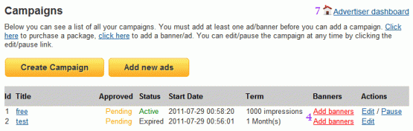 campaigns Placed "Add Banners" link on campaigns that have no banners.