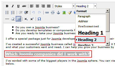 using_headings Select one of the available styles, especially the headings style
