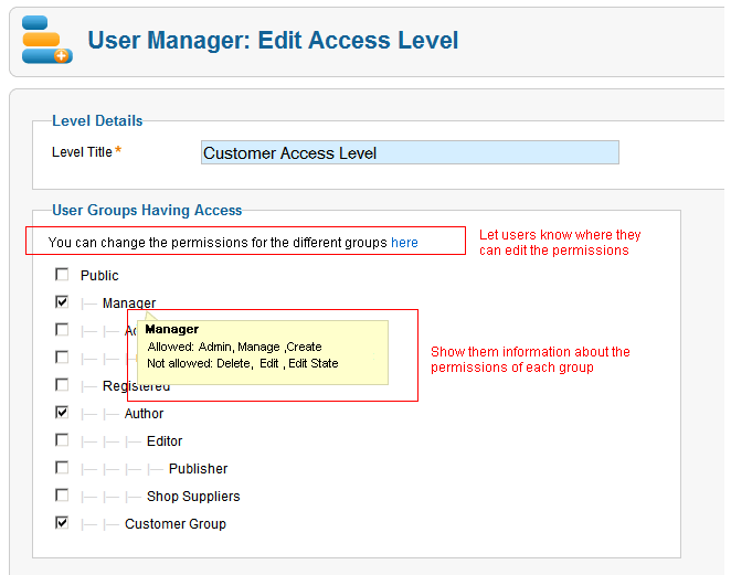 How we can improve the usability of the ACL edit page on Joomla 1.6