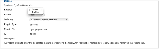 enabled joomla plugin